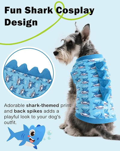 CuteBone Dinosaur Costume Dog Shirt, Stretchy Velvet T-Shirt Clothes for Medium Dogs, Soft & Breathable Pet Tee Outfit Frenchie Apparel for Daily Wear, Cozy Pullover Design Puppy Fashion COSBX04XL