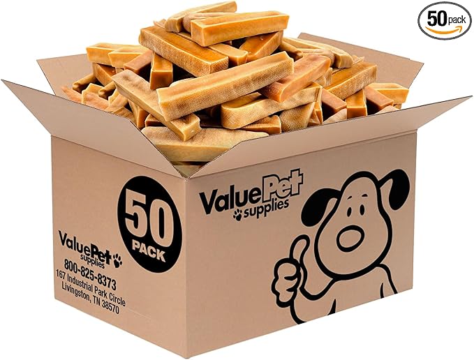 ValueBull Himalayan Yak Cheese Dog Chews, Extra Large, 50 ct Wholesale Pack - Long Lasting for Aggressive Chewers, All Natural, Healthy & Safe, Low Odor Nepal Yak Milk Chews