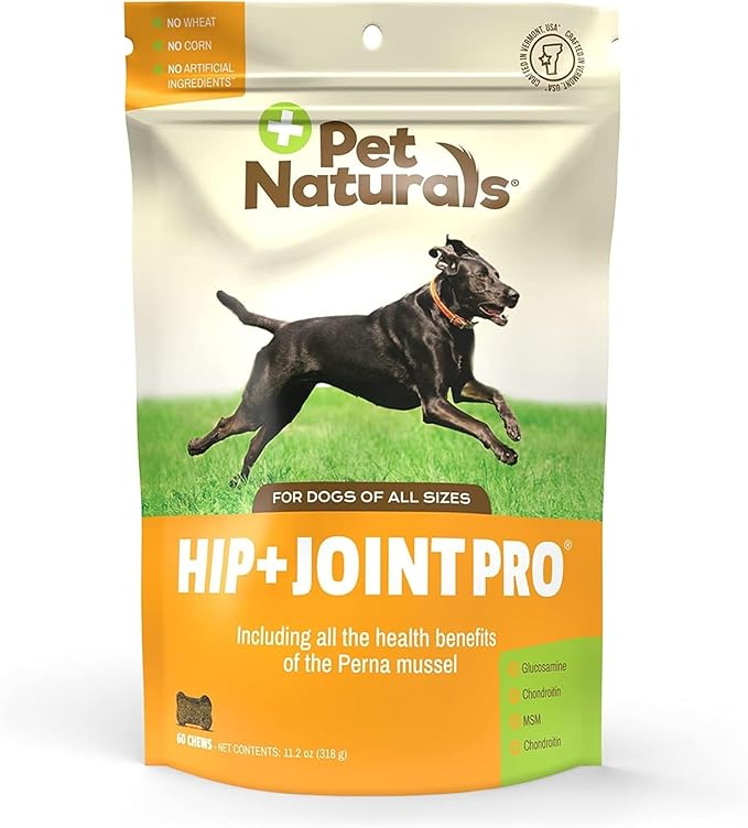 Hip and Joint Pro Supplement with Glucosamine, Green-Lipped Mussel, and Chondroitin for Dogs, Duck Flavor, 60 Chews