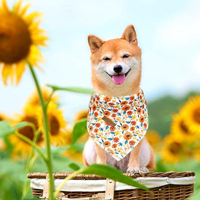 Lionheart Glory Gerbera Floral Dog Scarf, Square Adjustable Bandana for Small Dogs, 1 Pack, Washable, Soft