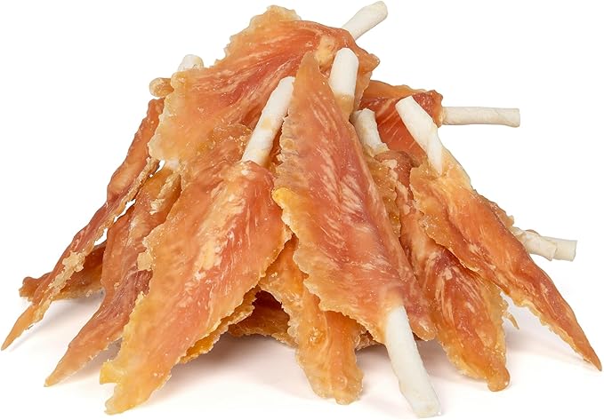 Dog Treats, 22 Count, 4–4.5 Inch Chicken Wrapped Rawhide Sticks, Triangle Shape Chews for Small Dogs & Puppies, 10.08 oz
