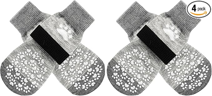 Anti Slip Dog Socks to Prevent Licking Paws, Dog Shoes for Hot Pavement, Dog Booties for Small Medium Large Senior Dogs, Traction Control Boots & Paw Protectors for Hardwood Floors