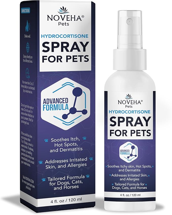 1% Hydrocortisone Spray for Dogs, Cats, Horses – Hot Spot Treatment & Itch Relief for Pets – Advanced Formula Soothes Itch, Hot Spots, Dermatitis, Irritated Dry Itchy Skin & Allergies – 120mL