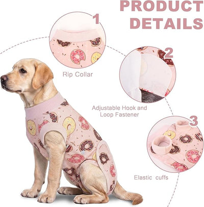 Recovery Suit for Dogs Cats, Dog Surgery Suit for Female Spay Male Neuter | Anti-Licking Dog Cone Alternative Onesie, Dog Surgical Recovery Suit After Abdominal Wounds, Pink, X-Large