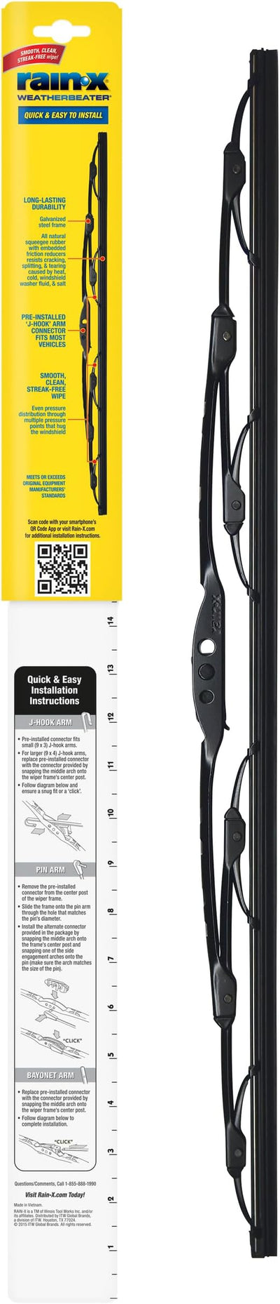 Rain-X RX30214 WeatherBeater Wiper Blades, 14" Windshield Wipers (Pack of 1), Automotive Replacement Windshield Wiper Blades That Meet Or Exceed OEM Quality And Durability Standards