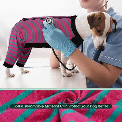 Kuoser Dog Recovery Suit with Anti Licking Rear Leg Sleeve, Rose L | Abdominal Dog Surgical Suit with Pants Cover Protect Wounds, Dogs Elbow Protector Soft Pet Surgery Onesie Cone Alternative