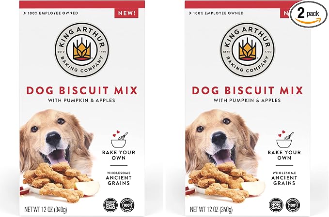 King Arthur Baking Company Dog Biscuit Mix, Pumpkin & Apple, Homemade Dog Treats, 12oz (Pack of 2)