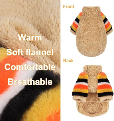 Dog Sweaters for Small Dogs, Chihuahua Fleece Clothes, Clothes Winter Warm Puppy Boys Girls, Rainbow Sleeve Sweater,Tiny Outfits Teacup Yorkie (Khaki, XX-Small)
