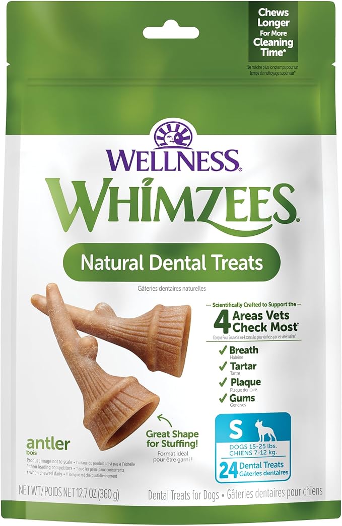 Antler Occupy Natural Dog Dental Treat, Chews, Freshens Breath, Small Size, 12.7 oz Bag, 24 Count