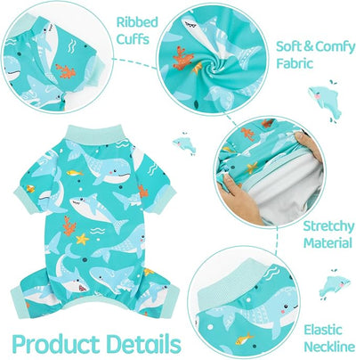 XPUDAC 4 Pack Dog Pajamas for Small Medium Sized Dogs Soft Comfy Stretchy Dog Pjs Onesie Puppy Clothes Pet Jammies for Doggie Boy Girl, XL