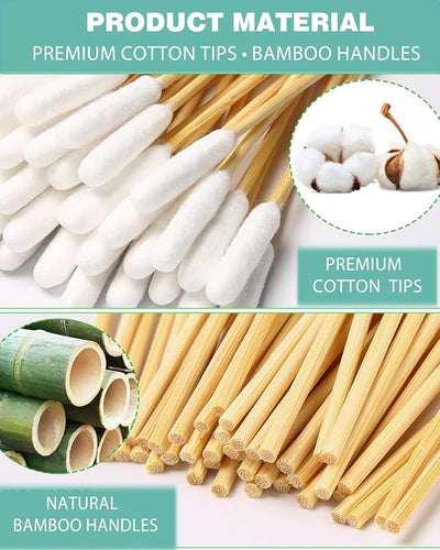 Dog Ear Cleaning Swabs 800 Count – 4.72 Inch Long Cotton Tipped Applicators for Small Medium Dogs & Cats, Bamboo Lint-Free Ear Wax Removal & Grooming Kit, 16 Resealable Packs