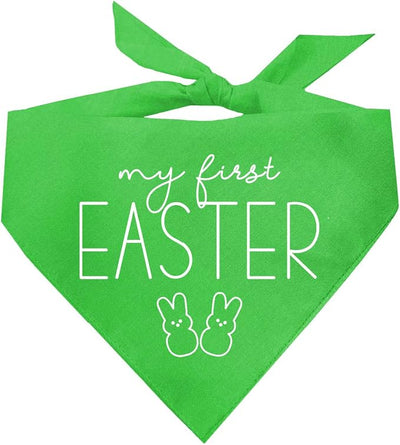 My First Easter Dog Bandana | 100% Cotton Adjustable Triangle | Made in USA | Easter Bunny | Egg Hunt| Funny Outfit Prop Photoshoot |Lime, X-Small (392)