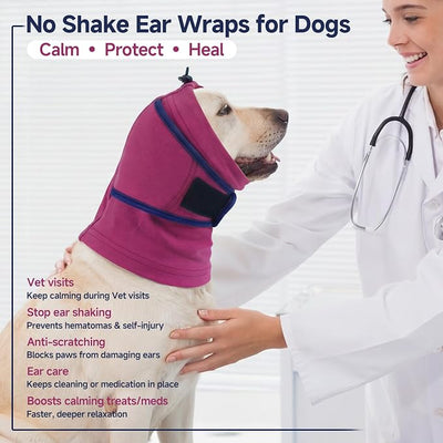 Nanaki Soft Calming Hoodie for Fireworks & Thunderstorm Noise Protection, Dog Ear Covers for Blow Drying Grooming, Dog Ear Wrap Hematoma Anti-Scratching, Snoods for Dogs Eating Drinking, Purple, M