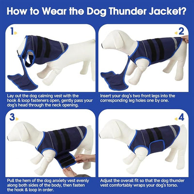 IDOMIK Dog Anxiety Vest, Dog Thunder Jacket Anxiety Calming Vest | Dog Depression & Anxiety Relief,Adjustable,Reflective Strips,For Thunderstorms,Fireworks,Separation,Vet Visit & Grooming