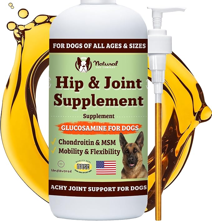 Liquid Glucosamine for Dogs, Hip & Joint Oil, Extra Strength Cartilage, Joint Supplement for Dogs, Helps Mobility, Eases Occasional Stiffness, Glucosamine Chondroitin, 32 oz.