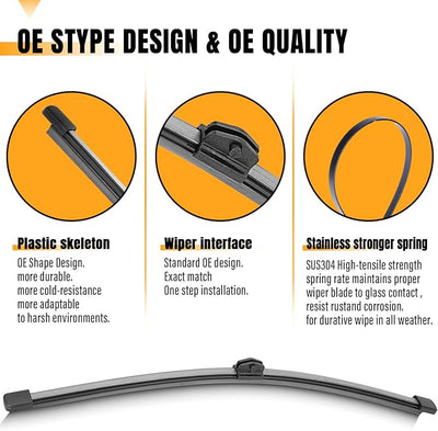 AUTOBOO 15 Inch Rear Wiper Blade Replacement for Audi Q5 2024-2022 2021 2020 2019 2018 Q7 2023-2017 Volkswagen VW Touareg 2014-2011-BACK Windshield Wiper Blade -Original Factory Quality (Pack of 1)
