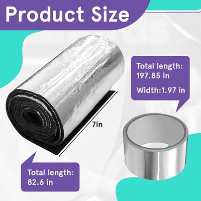 82.6 x 7 Inches Universal Car Battery Insulation Kit | for Cold Weather, Fit for General Vehicles, Trucks, and RV Batteries, with 1 Roll of Aluminum Foil Tape