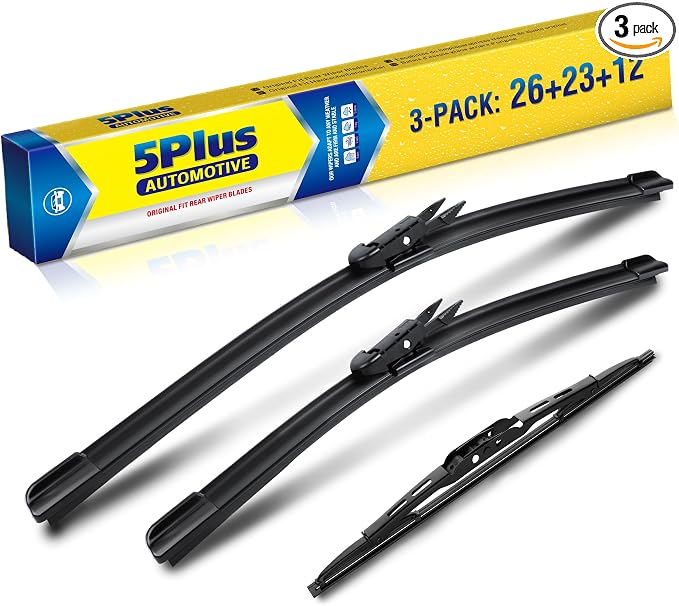 5 PLUS Custom-Fit Wipers fits Toyota Sequoia 2008-2022 Windshield Wipers | 26"+23"+12" Front Rear Wipers Set,OEM Original Equipment Replacement,All-Seasons,Streak-Free Wiping,Quiet Clear Visibility