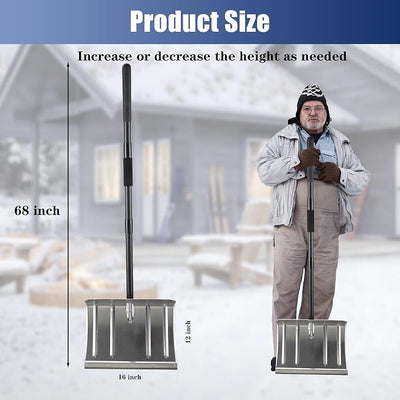 Snow Shovels for Driveway, 68 Inch Long Heavy Duty Aluminum Snow Removal Shovel Pusher for Snow Removal Portable Shovel Detachable for Car Trunk Emergency Camping Home Garage Garden