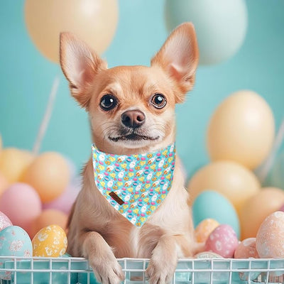Easter Dog Bandana - Playful Blue Egg Hunt Dog Neck Scarf, Soft Spring Pet Bib for Puppy Kitten, Easter Photo Dogs Cats Prop for Daily Use Parties & Pet Photography S