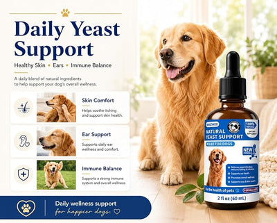 2Pcs Natural Yeast Infection Treatment for Dogs, Itchy Ears, Skin, Paws & Allergy Relief, Yeast Treatment for Dogs, Supports Gut & Immune Health, Reduces Itching, Irritation & Inflammation, 60ml