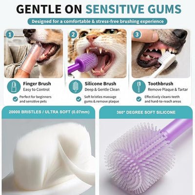 Dog Toothbrush, Finger Toothbrushes, 360 Degree Toothbrush, Triple Head Dog Toothbrushes, Double Head Toothbrush,Cleaning Brushes for Dog Cat Oral Dental Health (12 Pack)
