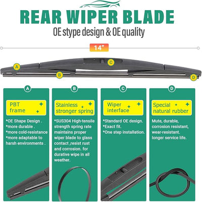 26" 16" 14" Windshield Wiper Blades Replacement for Mazda CX30 CX-30 2020 2021 2022 2023 2024 2025 Premium All Weather Front Rear Wipers Set - OEM Quality (Pack of 3)