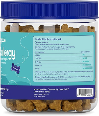 PupGrade Itch & Allergy Soft Chews for Dogs – Helps Reduce Occasional Itching – Skin & Coat Support Supplement with Pet Immune Postbiotics & Salmon Oil – Probiotic Immune & Gut Support – 120 Count