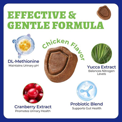 260 Bites Green Grass Bites for Dogs - Grass Savers for Dog Urine, Green Lawn Chews with Crabberry & Probiotic & Digestive Enzymes for Urinary Tract & Bladder - Chicken Flavor