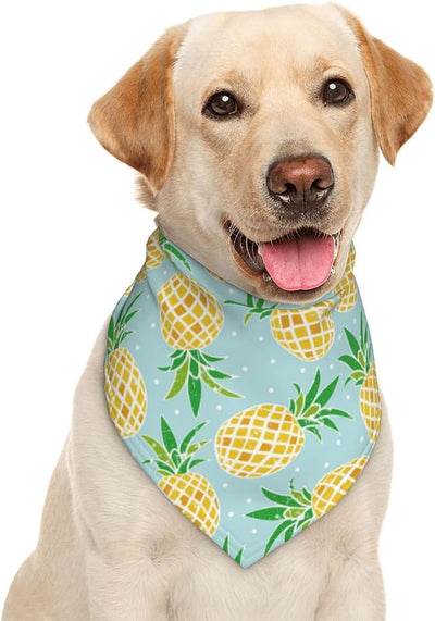 Summer Pineapple Blue Tropical Gold Dog Bandana Scarf Triangle Bibs Pet Accessories Cat Kerchief