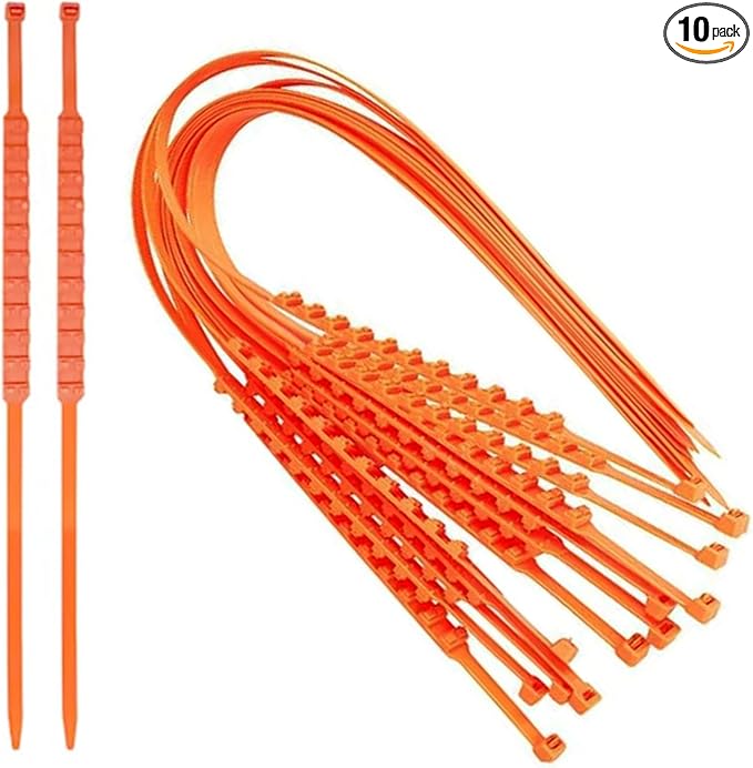 10 PCS Reusable Adjustable Nylon Non-Slip Tire Zip Ties Snow Chains for Auto Pickup Trucks Suv on Ice Sand Mud Rain Road, Emergency Mud Survival Multi-Function Security Cable Belts (Orange)