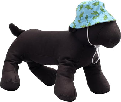 THE WORTHY DOG Alligators Bucket Hat for Dogs – Lightweight Pet Sun Hat with Adjustable Chin Strap, Soft Brim & Bright Colors - Blue, Small