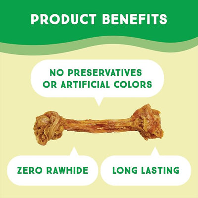 Ultra Chewy Turkey Tendon Knotted Bones for Dogs - Premium All-Natural, Hypoallergenic, Long-Lasting Dog Chew Treat, Easy to Digest - Ingredient Sourced from USA (3.5 Inch - 6 Pack)