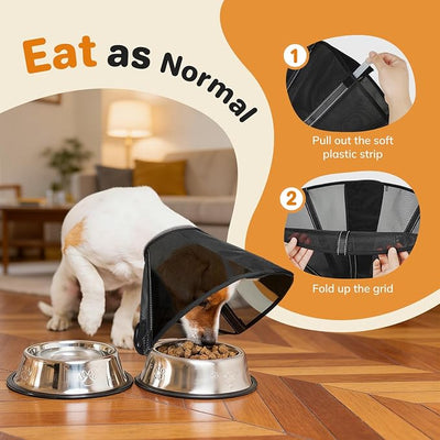 Breathable Mesh Dog Cone Collar for Surgery, Soft Elizabethan Recovery Alternative to Stop Licking,Pet Neck Collar for Large Medium Small Breeds, XS, Matte Black