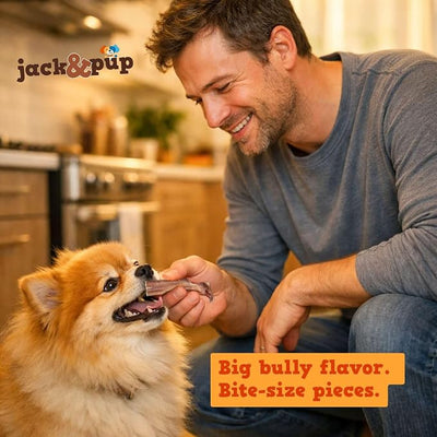 Jack&Pup Bully Stick Bites- 10 oz - Small Dog Treats for Medium & Small Dogs, All Natural, Beef Pizzle Single Ingredient for Puppies