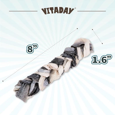 VITADAY 100% Fish Skin Dog Jerky Treats, Braids (L), 3 oz, 1-Pack | Natural dog jerky treats, rawhide alternative, 100% fish skin rich in collagen and omega-3, for all dogs, braids (L), 3 oz