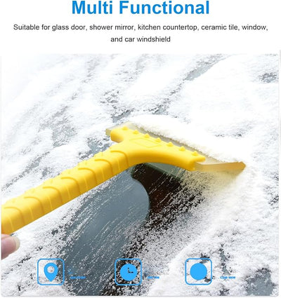 Car Snow Shovel Ice Scraper, 2 Pack Heavy Duty Windshield Snow Removal Tool for Car Windows and Glass Doors Soft Beef Tendon Material Ergonomic Non Slip Handle Compact and Portable