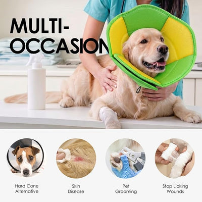 AOFITEE Dog Cone - Soft Cones Dog After Surgery, Comfy Cones for Dogs to Stop Licking, Adjustable Small Dogs Cone Collar for Wound Healing, Elizabethan Pet E-Collar, YellowGreen Small