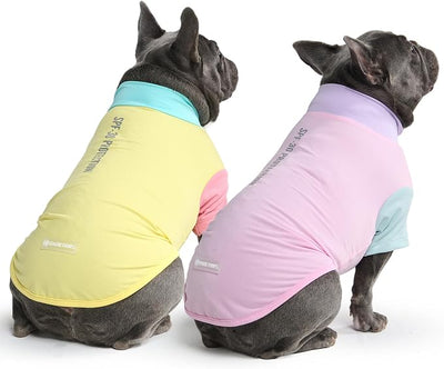 Spark Paws Sunblock Dog T-Shirt, SPF30 Protection, Lightweight Breathable Quick Dry for Dogs with Sensitive Skin - Gelato & Yuzu (Set of 2) - Size L