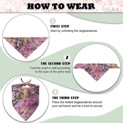 KEIAHUAN Dog Bandana for Girl Pink Branch Camo Handkerchief Adjustable Reversible Triangle Bibs Puppy Daily Handkerchief Costume Accessories for Small to Large Dogs