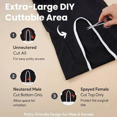 Dog Rear Leg Sleeve to Stop Lick, Dog Surgery Recovery Suit with Back Leg to Prevent Licking, Spay Suit for Female Dog, Potty-Friendly Dogs Onesie After Surgery, Pet Pants & Shedding Body Suit, Black