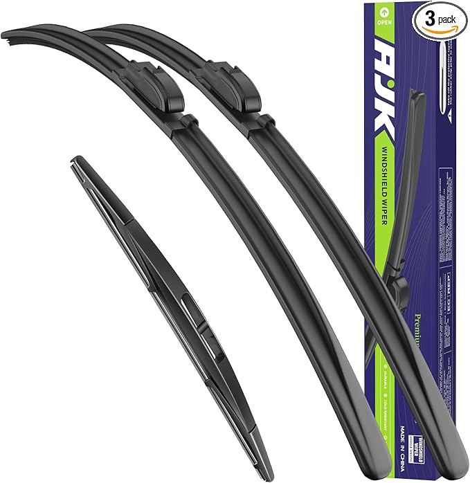 AJK Wiper Blades for Jeep Wrangler 2018-2024 | Front & Rear, 3-Piece, OEM, Conventional
