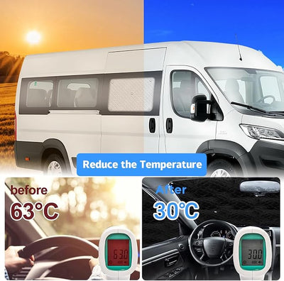 Sliding Door Window Sun Shade Compatible with Ram ProMaster 2014-2026, Aluminum Film Sliding Door Window Sunshade Cover, UV Protection & Privacy Window Shield for ProMaster 2014-2026 Van Accessories