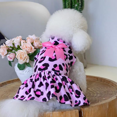CuteBone Turtleneck Dog Velvet Dress Puppy Skirt Costume Pet Clothes Cat Apparel with Bow Hair Rope for Small Dogs CVD08S