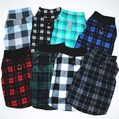 Dog Sweater, Soft Fleece Vest with Leash Ring Pullover Jacket Winter Pet Dog Clothes for Puppy Small Dog Cat Teddy Chihuahua Yorkshire for Christmas (X-Large, Black Grey Plaid)