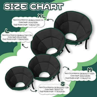 Allroaring Adjustable Dog Cone for Spay, Comfy Recovery Collar Green XL | Breathable & Lightweight; Soft Fabric; Wound Healing & Stitches; Chewing Deterrent; Foldable; Extra Long; Protect Furniture