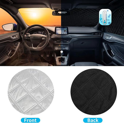Windshield Cover Compatible with Ram ProMaster 2014-2026, Aluminum Film Front Window Sunshade Cover with Magnets, ProMaster Van Windshield Cover for UV Protection & Privacy Shield, with Mirror Cutouts
