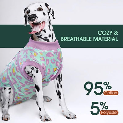 Kuoser Dog Recovery Suit for Dogs After Surgery,Professional Surgical Onesie for Female Male Dogs Spay Neuter,Soft Dog Surgery Suit Bodysuit for Abdominal Wounds Skin Disease,Light Purple Leopard S