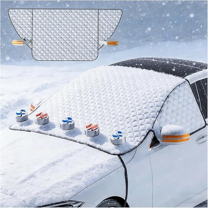 Car Windshield Cover for Chevrolet Suburban 12th Generation 2021-2025, Winter Magnetic Windshield Frost Cover with Side Window and Rearview Mirror Protector
