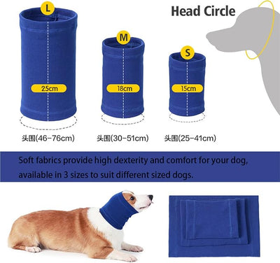 Dog Hematoma Ear Wrap,Pet Ear Head Wrap Anxiety Relief – Noise Canceling for Fireworks, Thunderstorms, Pet Grooming & Force Drying(Grey M)